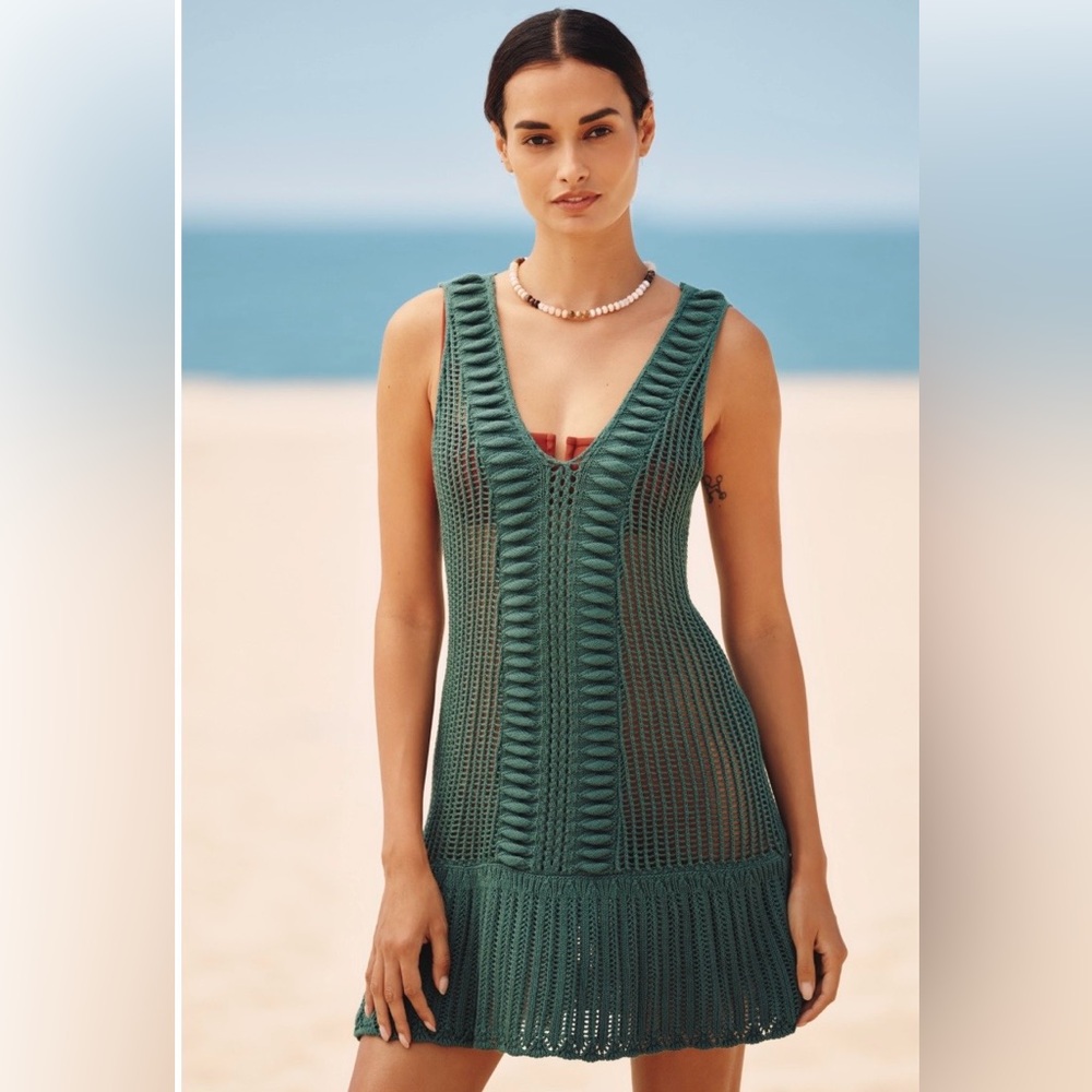 Anthropologie Green Knit Swim Coverup